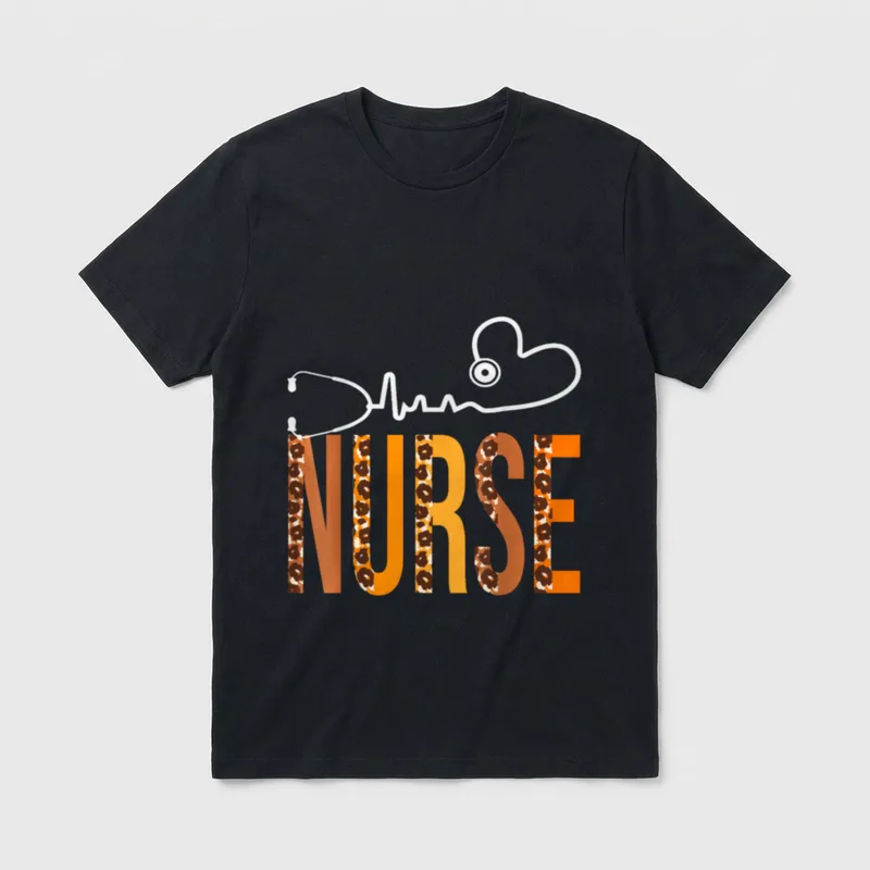 Nurse Leopard Heartbeat Appreciation Fall T-Shirt – Classic T-Shirt in Black