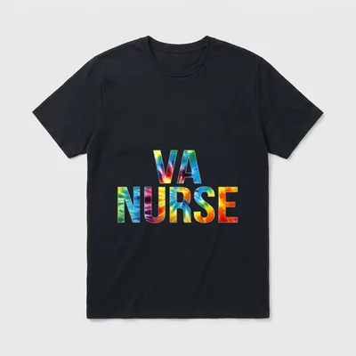 VA Nurse Appreciation Day Tie Dye T-Shirt – VA NURSE lettering filled with colorful tie dye swirls – Classic T-Shirt in Black
