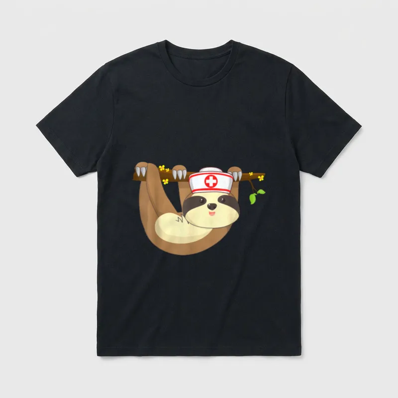 Sloth Nurse Appreciation International Day T-Shirt – Classic T-Shirt in Black
