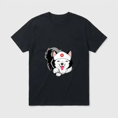 Husky Dog Nurse Appreciation International Day T-Shirt – Classic T-Shirt in Black