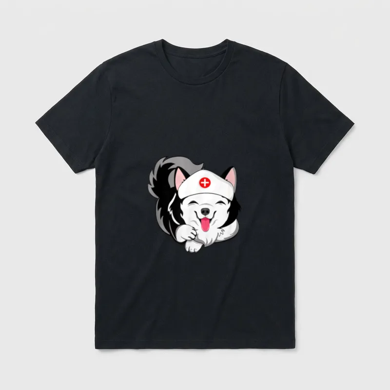 Husky Dog Nurse Appreciation International Day T-Shirt – Classic T-Shirt in Black