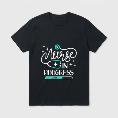 Future Nurse Shirt – Nurse in progress lettering with loading bar – Classic T-Shirt in Black