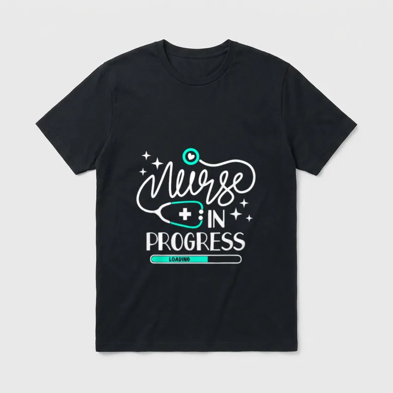 Future Nurse Shirt – Nurse in progress lettering with loading bar – Classic T-Shirt in Black