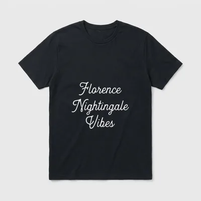Nurses Students T-Shirt – White cursive Florence Nightingale Vibes script lettering – Classic T-Shirt in Black
