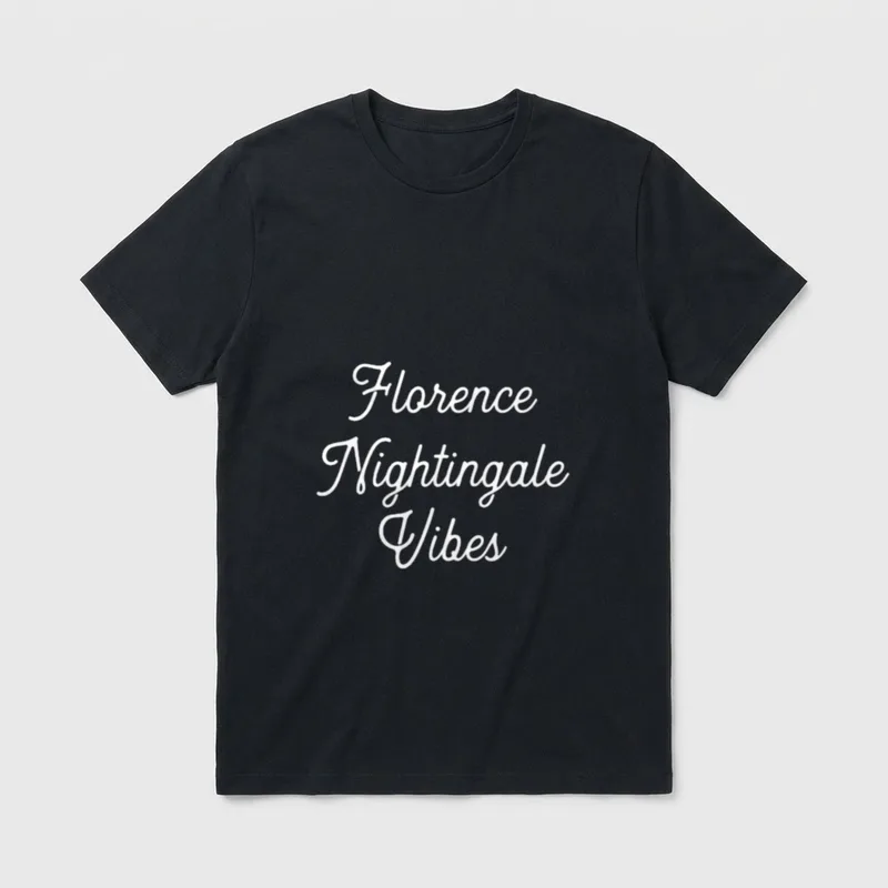 Nurses Students T-Shirt – White cursive Florence Nightingale Vibes script lettering – Classic T-Shirt in Black