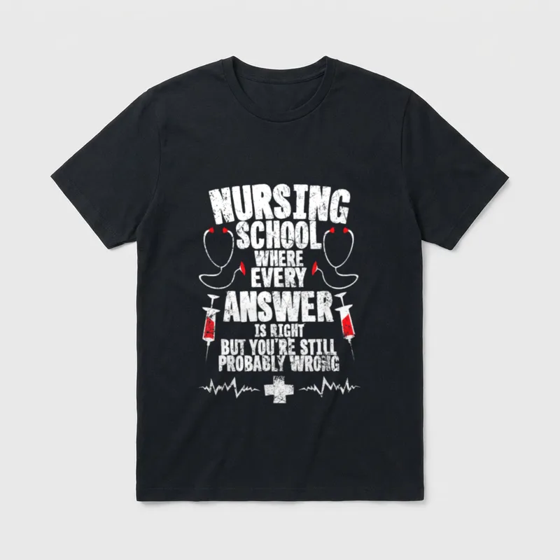 Nursing School Hospital Nurse Student T-Shirt – Classic T-Shirt in Black