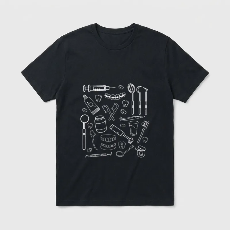Dental Nurse Doodles Dentistry Students Staff T-Shirt – Classic T-Shirt in Black