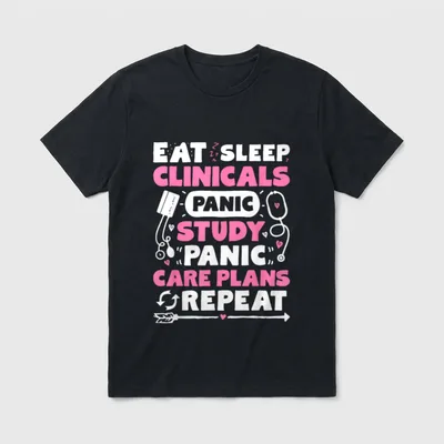 Clinicals Nurse Funny RN Nursing Eat T-Shirt – Classic T-Shirt in Black