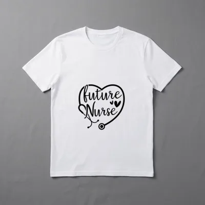 Future Nurse Lightweight T-Shirt – Stethoscope heart outline with future Nurse lettering – Classic T-Shirt in Black