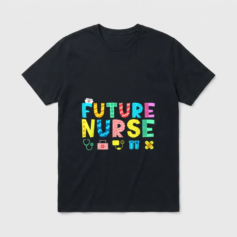 Future Nurse Kid's Career T-Shirt – “FUTURE NURSE” with stethoscope, aid kit, and bandages – Classic T-Shirt in Black