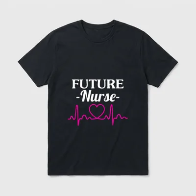 Future Nurse Classic T-Shirt – FUTURE -Nurse- text with a pink heartbeat pulse line and heart – Classic T-Shirt in Black