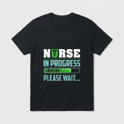 Cute Nursing Student Humor T-Shirt – Nurse in progress loading please wait – Classic T-Shirt in Black