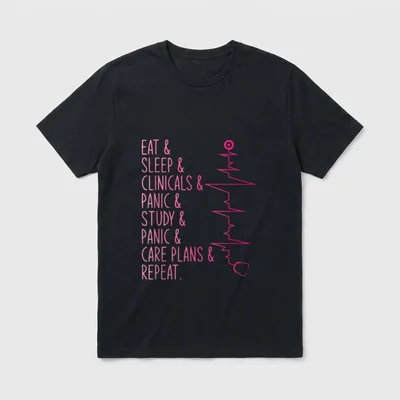Panic Study Care Plans Repeat Nurse T-Shirt – Classic T-Shirt in Black
