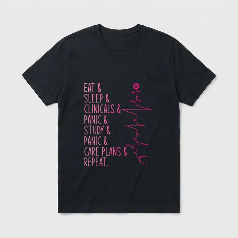 Panic Study Care Plans Repeat Nurse T-Shirt – Classic T-Shirt in Black