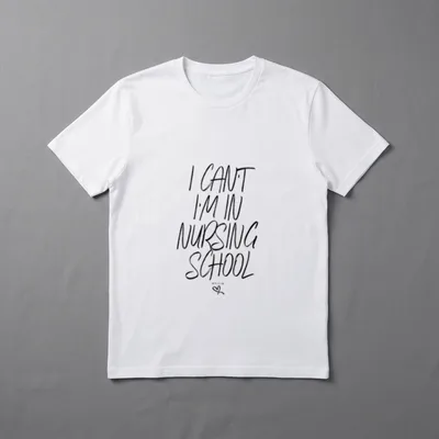 Nurse Student Graduation T-Shirt – Handwritten lettering saying I Can't I'm In Nursing School – Classic T-Shirt in Black