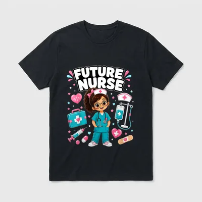 Future Nurse Cute Girl Medical Career T-Shirt – Classic T-Shirt in Black