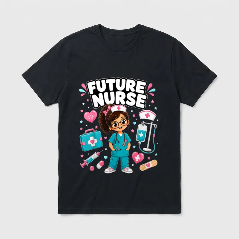 Future Nurse Cute Girl Medical Career T-Shirt – Classic T-Shirt in Black