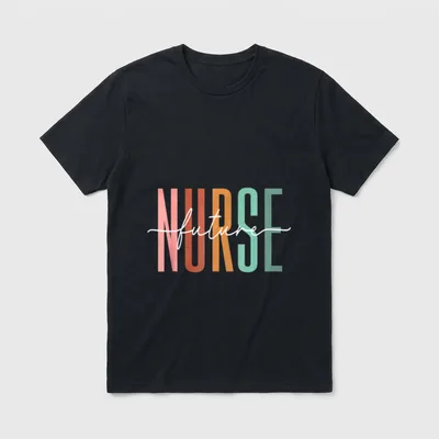 Future Nurse Nursing School Student Progress T-Shirt – NURSE future retro colorful lettering – Classic T-Shirt in Black