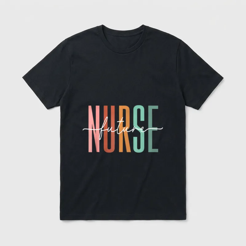 Future Nurse Nursing School Student Progress T-Shirt – NURSE future retro colorful lettering – Classic T-Shirt in Black