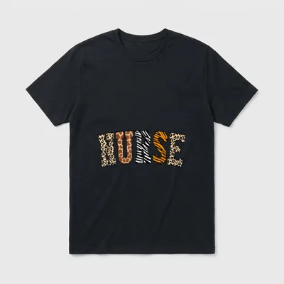 Nurse Safari Leopard Animal Print Theme T-Shirt – Classic T-Shirt in Black