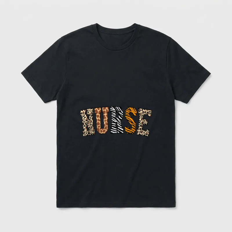 Nurse Safari Leopard Animal Print Theme T-Shirt – Classic T-Shirt in Black