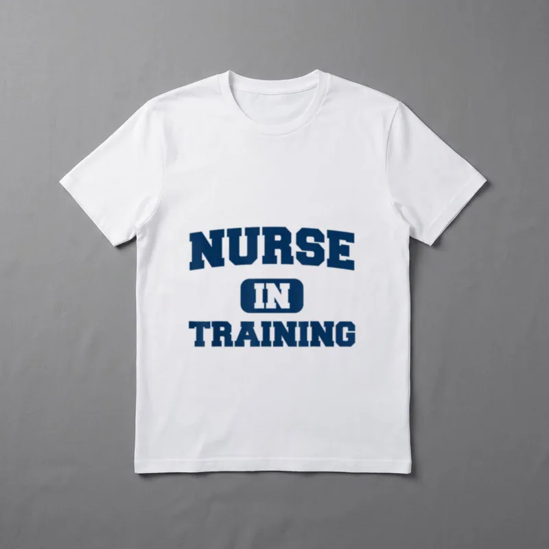 Future Nurse in Training T-Shirt – Varsity letters reading NURSE IN TRAINING with a centered badge – Classic T-Shirt in Black