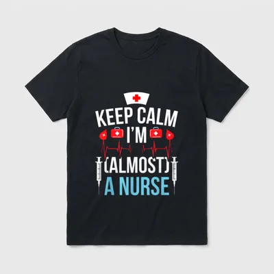 Almost a Nurse to Be Nursing T-Shirt – KEEP CALM I’M (ALMOST) A NURSE medical print – Classic T-Shirt in Black