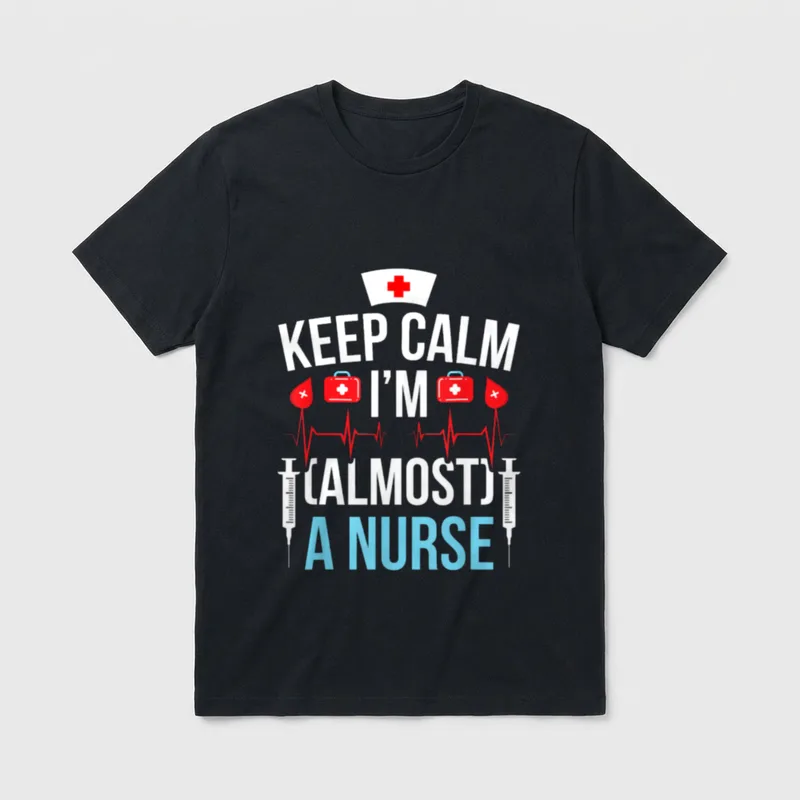 Almost a Nurse to Be Nursing T-Shirt – KEEP CALM I’M (ALMOST) A NURSE medical print – Classic T-Shirt in Black