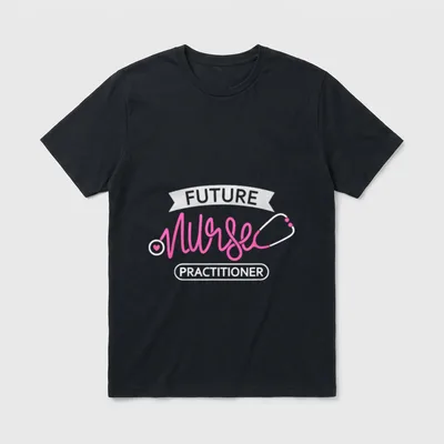 Future Nurse Practitioner School T-Shirt – FUTURE Nurse PRACTITIONER text with pink stethoscope – Classic T-Shirt in Black