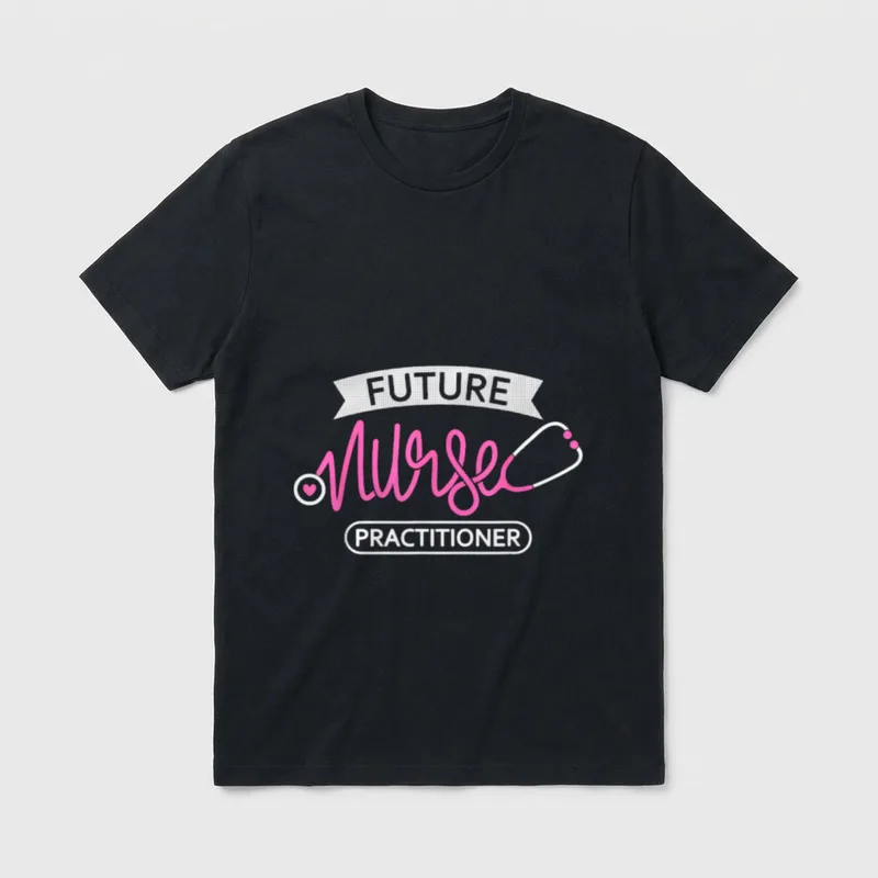 Future Nurse Practitioner School T-Shirt – FUTURE Nurse PRACTITIONER text with pink stethoscope – Classic T-Shirt in Black