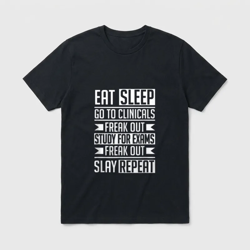 Eat Sleep Clinicals Repeat Funny Nursing T-Shirt – Classic T-Shirt in Black