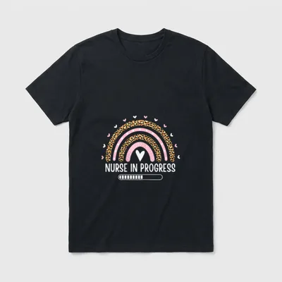 Nurse in Progress Student Cute Leopard T-Shirt – Classic T-Shirt in Black