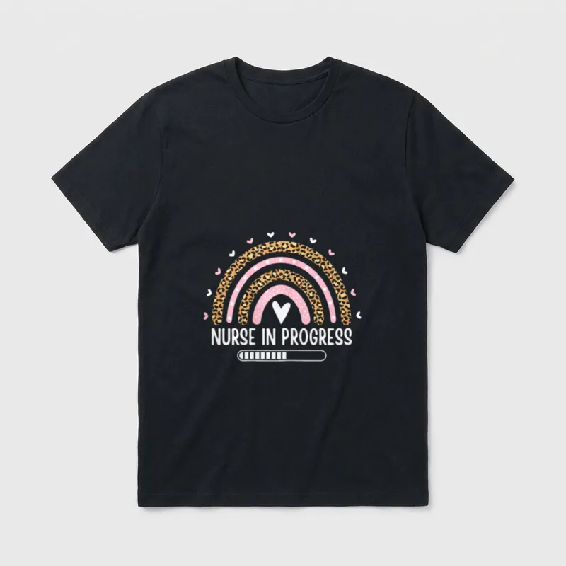 Nurse in Progress Student Cute Leopard T-Shirt – Classic T-Shirt in Black