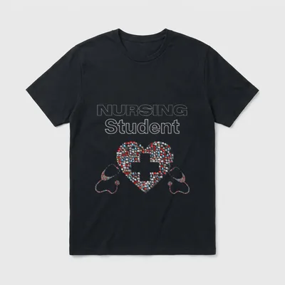 Nurse in Training Future Nurses Student T-Shirt – Printed words NURSING Student – Classic T-Shirt in Black
