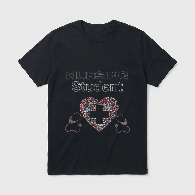 Nurse in Training Future Nurses Student T-Shirt – Printed words NURSING Student – Classic T-Shirt in Black