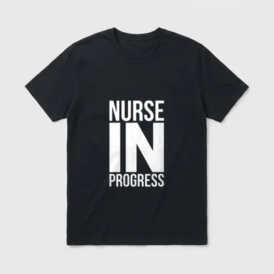 Future Nurse Nurse in Progress Student T-Shirt – White stacked text reading NURSE IN PROGRESS – Classic T-Shirt in Black