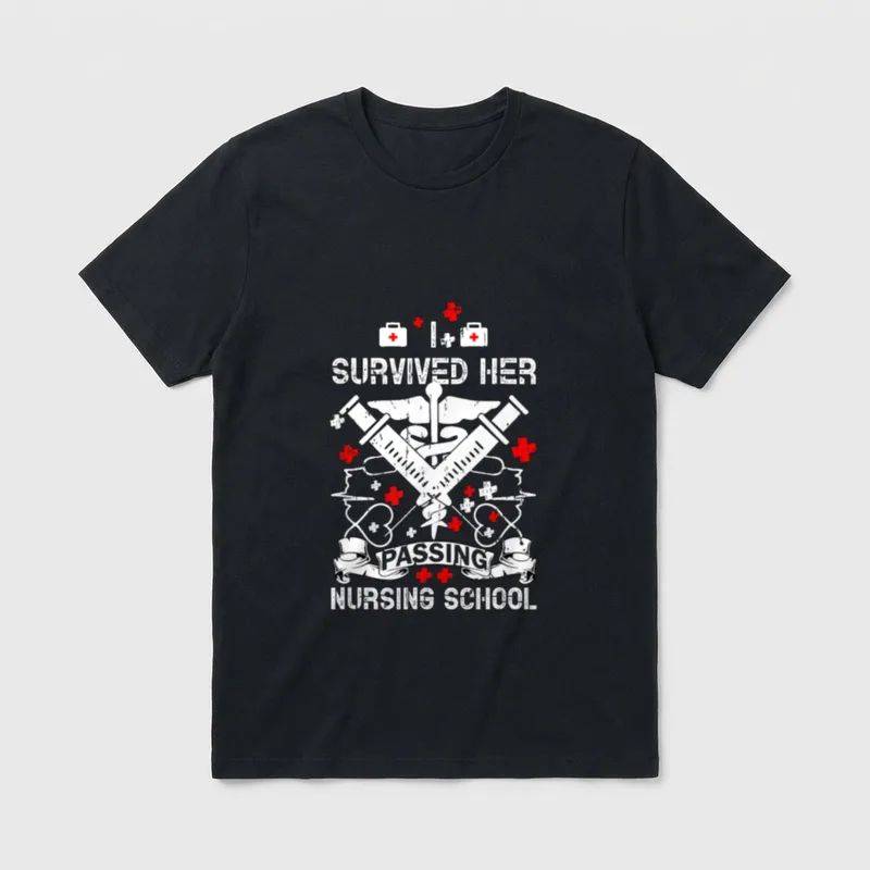 I Survived Her Passing Nursing Who T-Shirt – Classic T-Shirt in Black