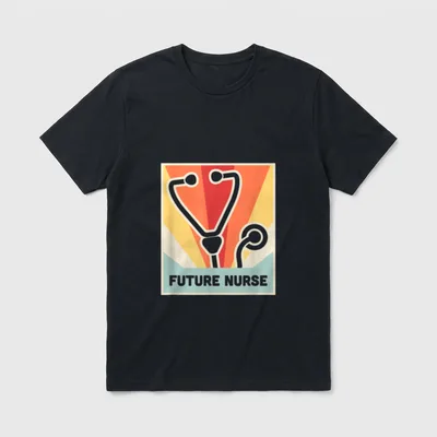 Future Nurse T-Shirt – Retro stethoscope illustration with FUTURE NURSE lettering – Classic T-Shirt in Black