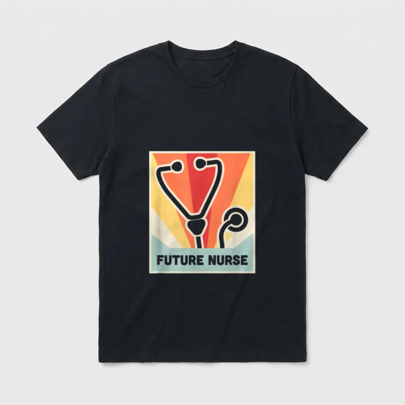 Future Nurse T-Shirt – Retro stethoscope illustration with FUTURE NURSE lettering – Classic T-Shirt in Black