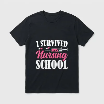 I Survived Nursing School Achievement T-Shirt – Classic T-Shirt in Black