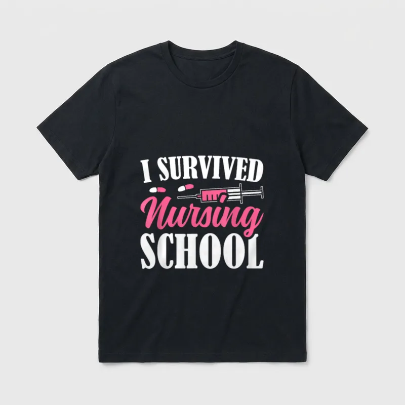 I Survived Nursing School Achievement T-Shirt – Classic T-Shirt in Black