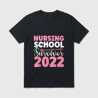 Nursing School Survivor 2022 RN Nurse T-Shirt – NURSING SCHOOL Survivor 2022 with a heart arrow – Classic T-Shirt in Black