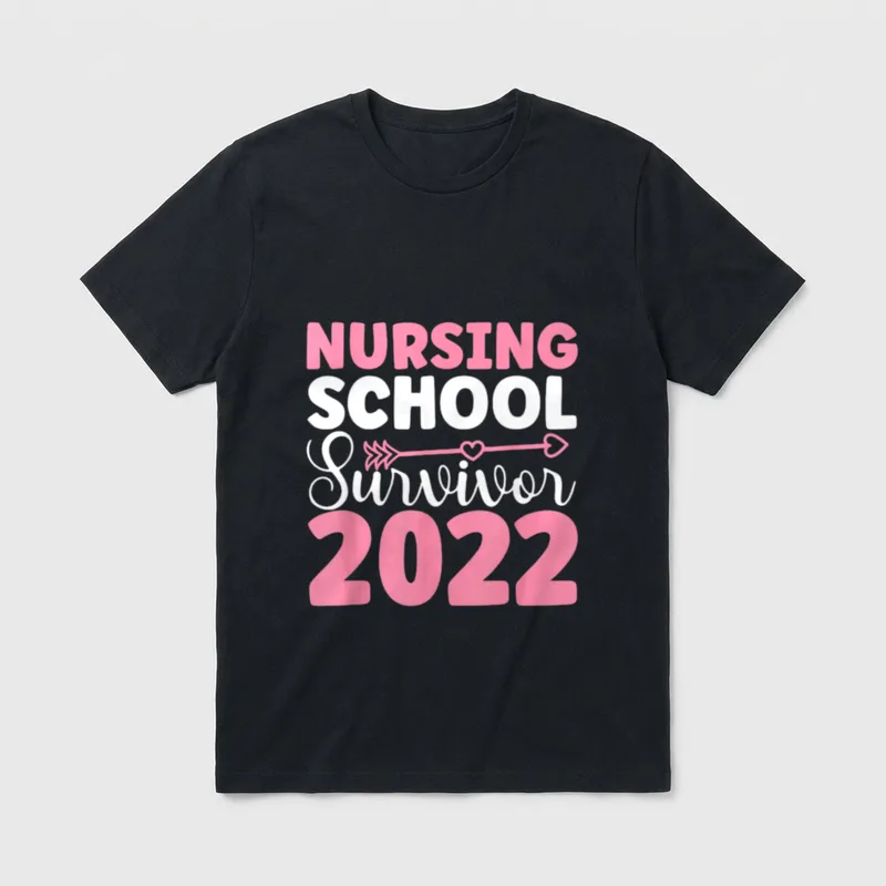 Nursing School Survivor 2022 RN Nurse T-Shirt – NURSING SCHOOL Survivor 2022 with a heart arrow – Classic T-Shirt in Black