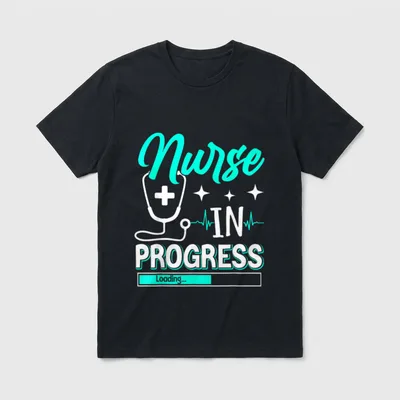 Nurse in Progress Future T-Shirt – Nurse IN PROGRESS Loading... typography with stethoscope – Classic T-Shirt in Black