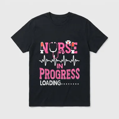 Nurse in Progress Loading Nursing School T-Shirt – Classic T-Shirt in Black
