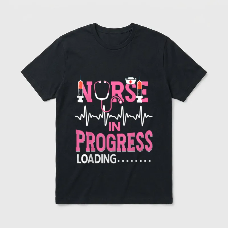 Nurse in Progress Loading Nursing School T-Shirt – Classic T-Shirt in Black