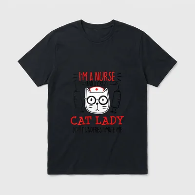 Nurse Nursing School Student Cat Mom T-Shirt – Classic T-Shirt in Black