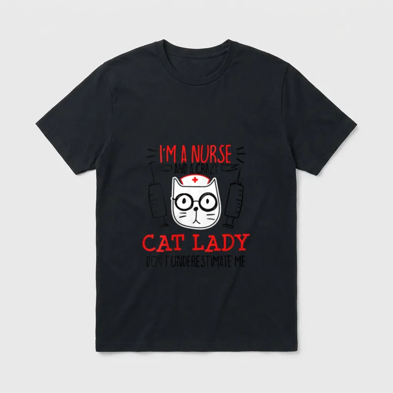 Nurse Nursing School Student Cat Mom T-Shirt – Classic T-Shirt in Black