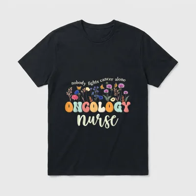 Funny Oncology Nurse Squad Medical Assistant T-Shirt – nobody fights cancer alone ONCOLOGY nurse – Classic T-Shirt in Black