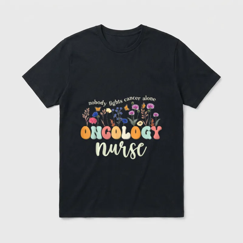 Funny Oncology Nurse Squad Medical Assistant T-Shirt – nobody fights cancer alone ONCOLOGY nurse – Classic T-Shirt in Black